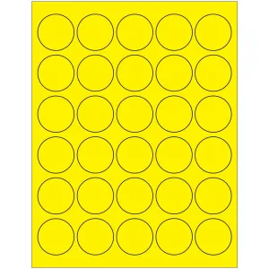 1 1/2" Fluorescent Yellow Circle Laser Labels