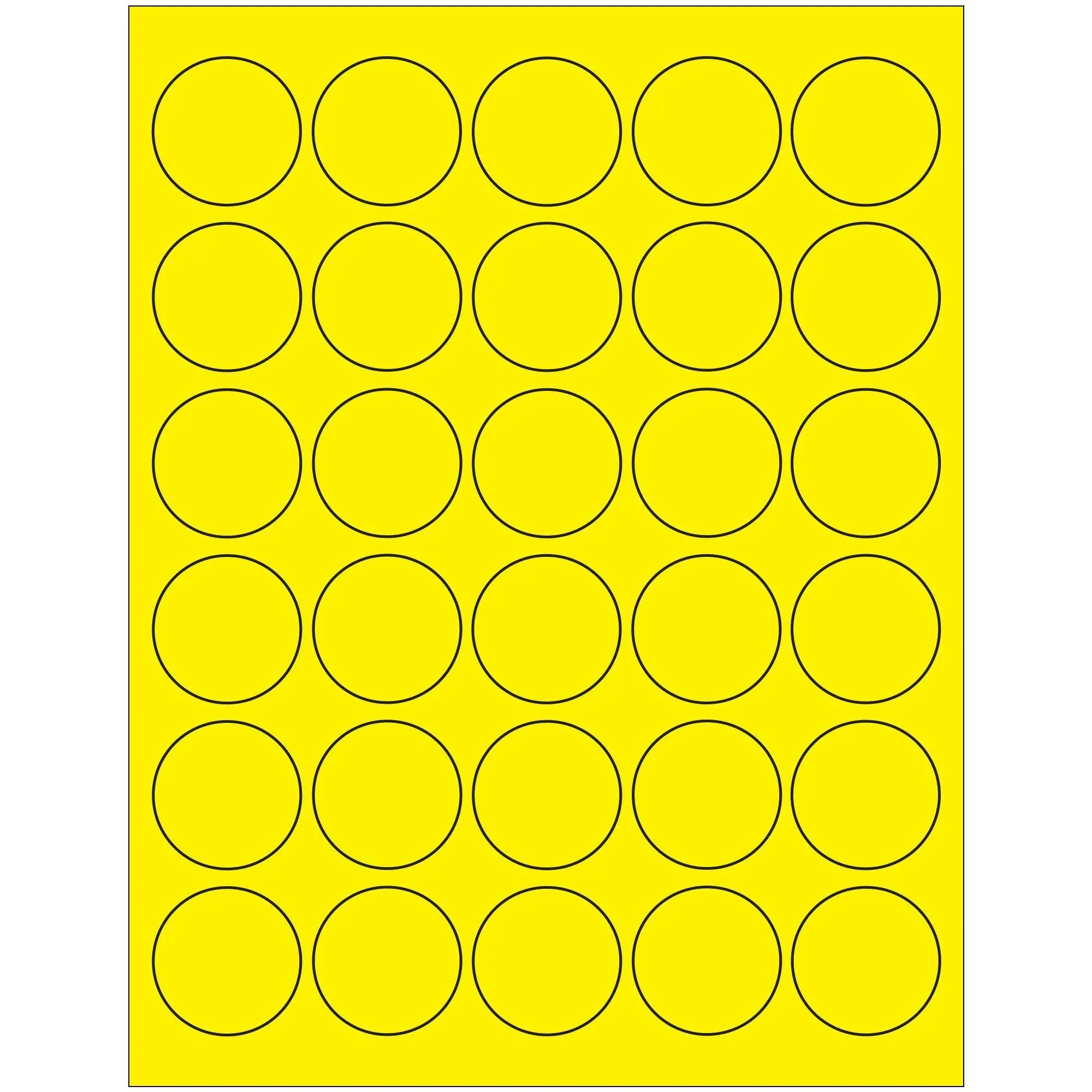 1 1/2" Fluorescent Yellow Circle Laser Labels