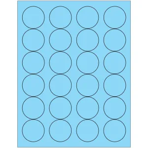 1 2/3" Fluorescent Pastel Blue Circle Laser Labels