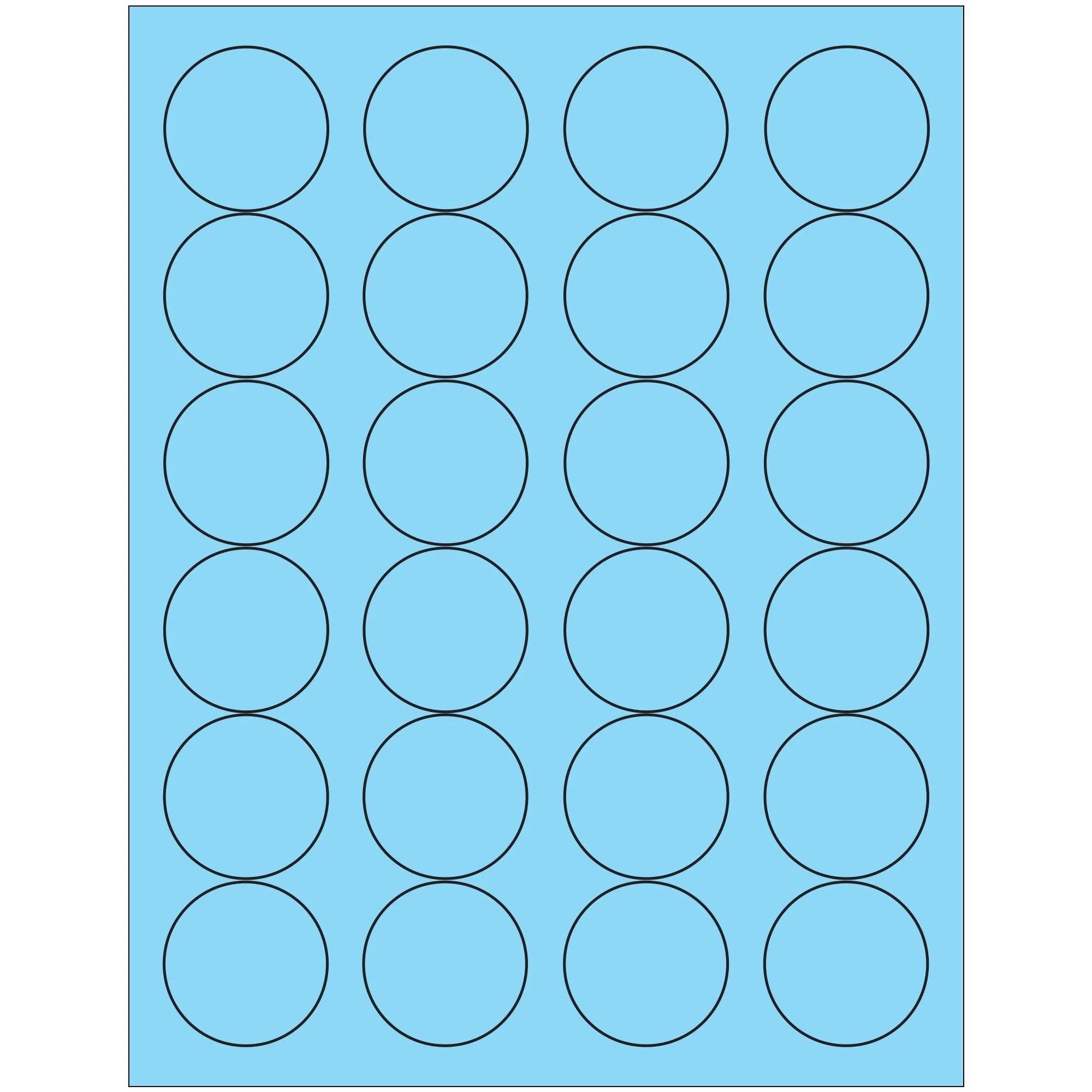 1 2/3" Fluorescent Pastel Blue Circle Laser Labels