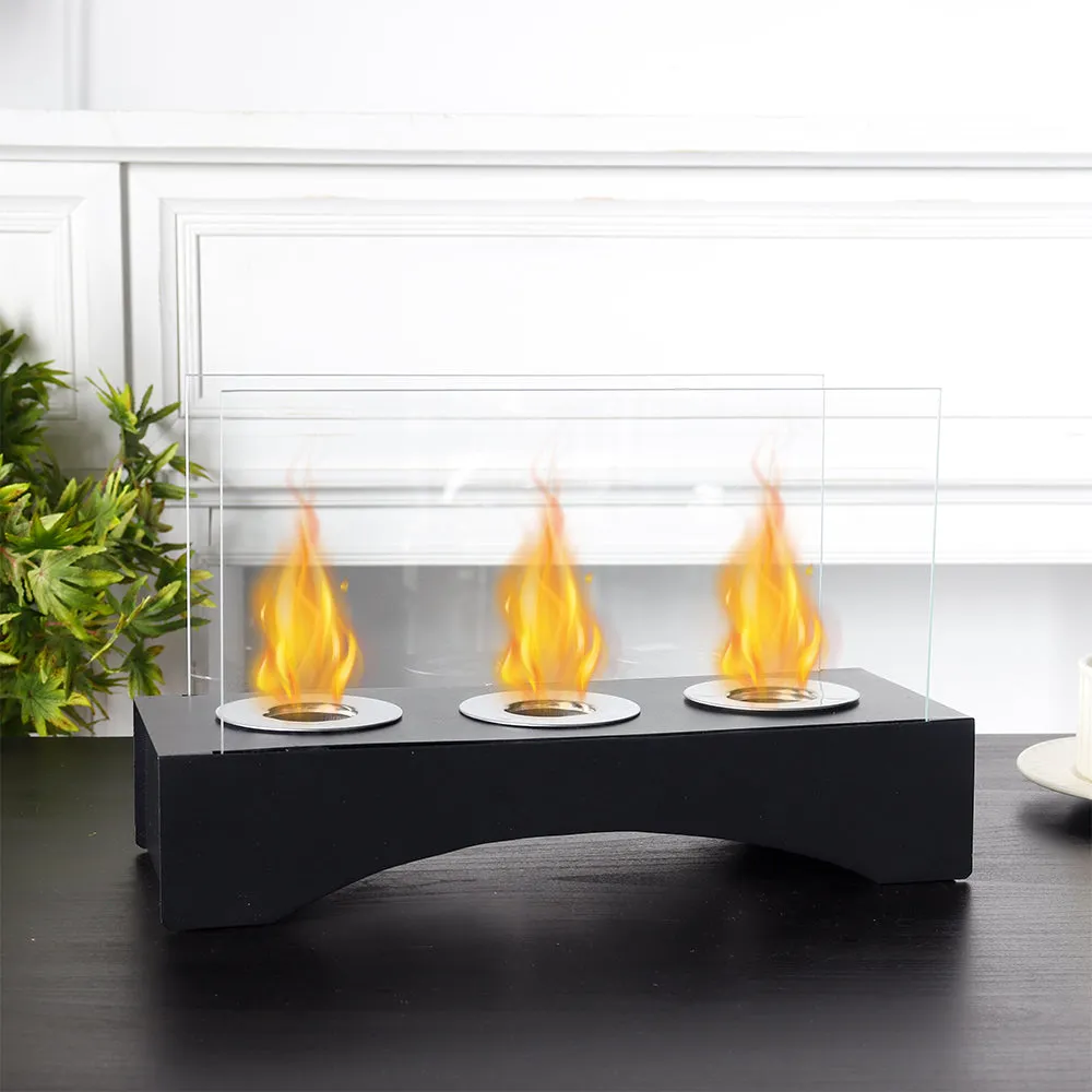 13.5"×5"×8.5" Three Alcohol Burner Tabletop Bio Ethanol Fireplace for Indoor Home Decor