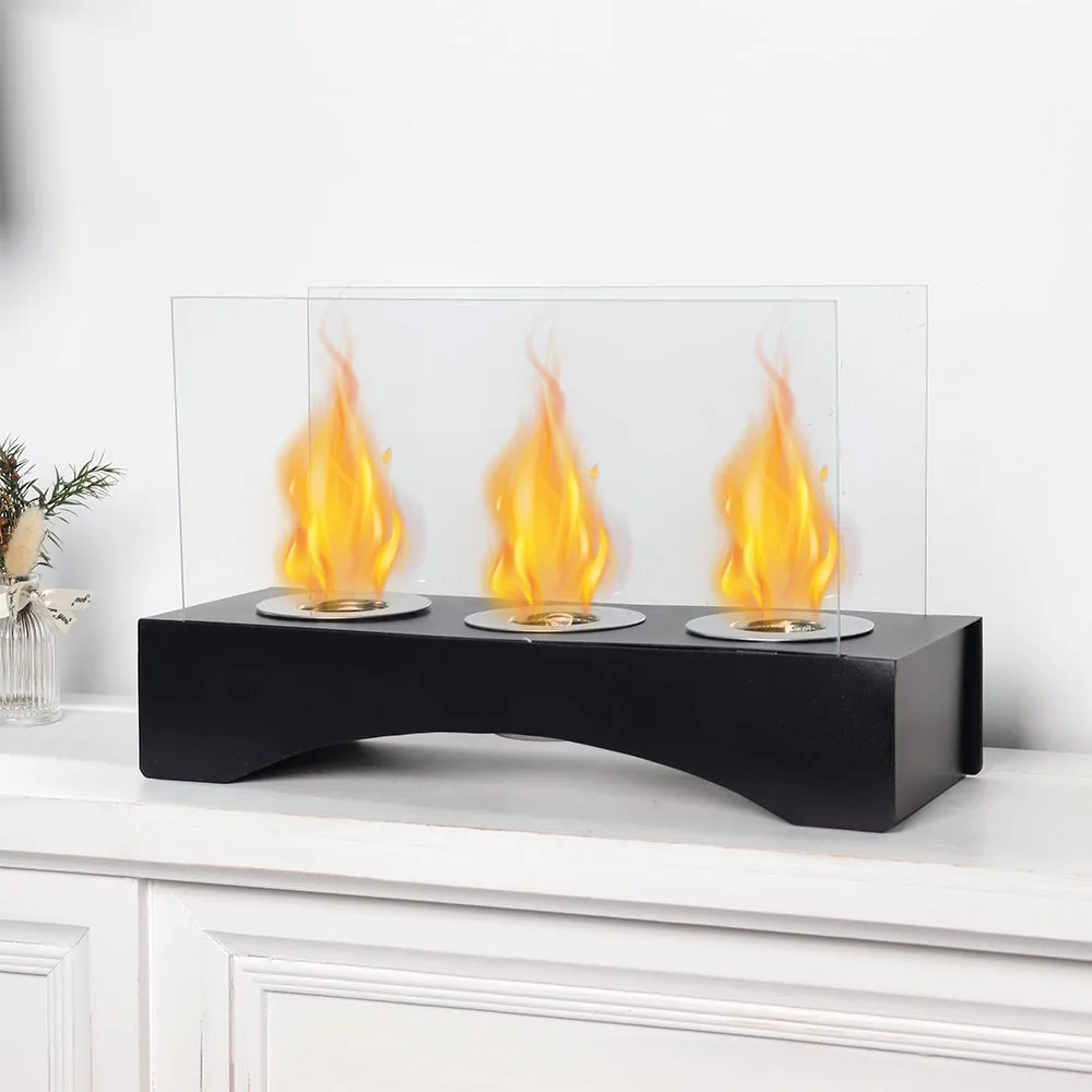 13.5"×5"×8.5" Three Alcohol Burner Tabletop Bio Ethanol Fireplace for Indoor Home Decor