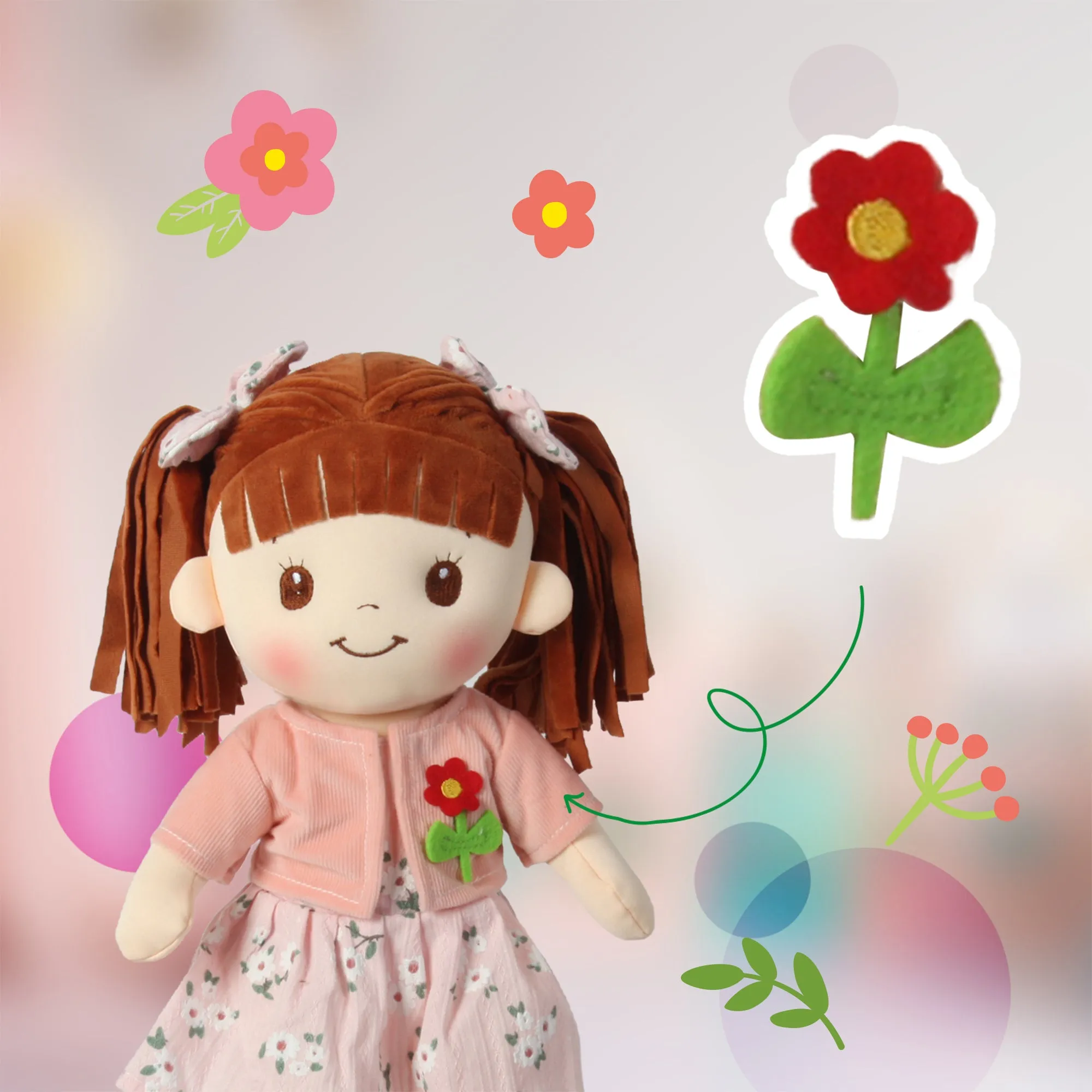 Adorable 16-Inch Little Sweet Hearts Peach Doll - Child-Friendly Playtime Companion (90964)