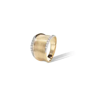 18K Gold Lunaria Medium Band with Diamonds