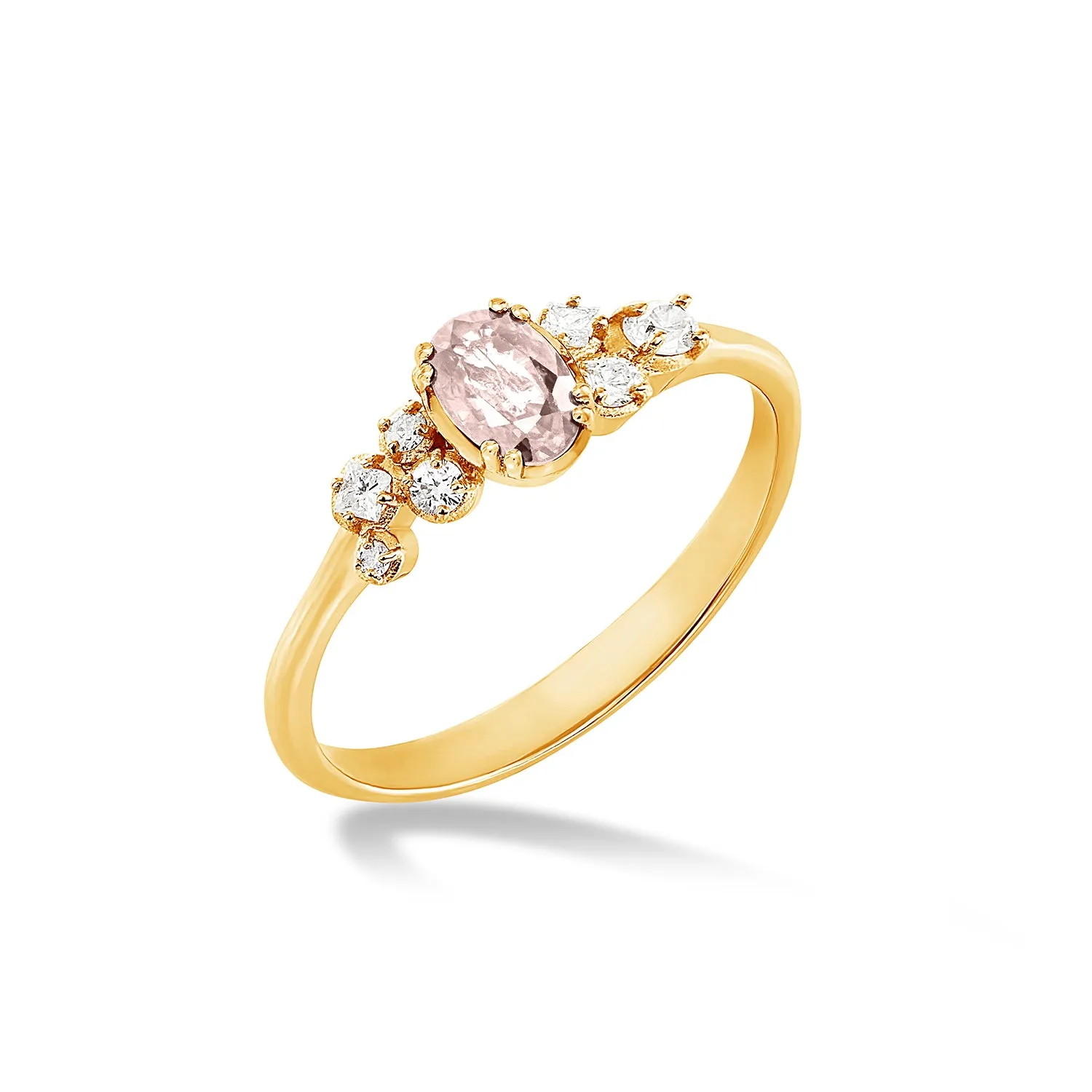 18k Oval Morganite & Diamond Stargazer Ring