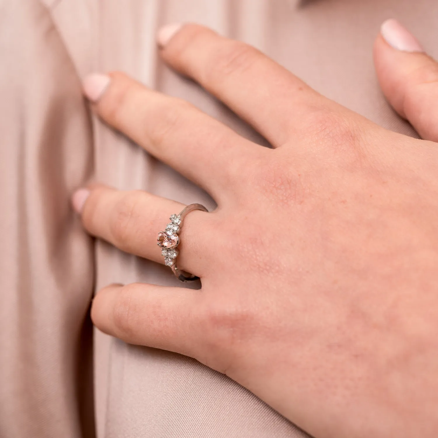 18k Oval Morganite & Diamond Stargazer Ring