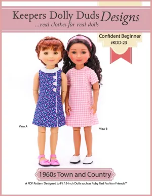 1960s Town and Country Dress Pattern For 15" Ruby Red Fashion Friends Dolls