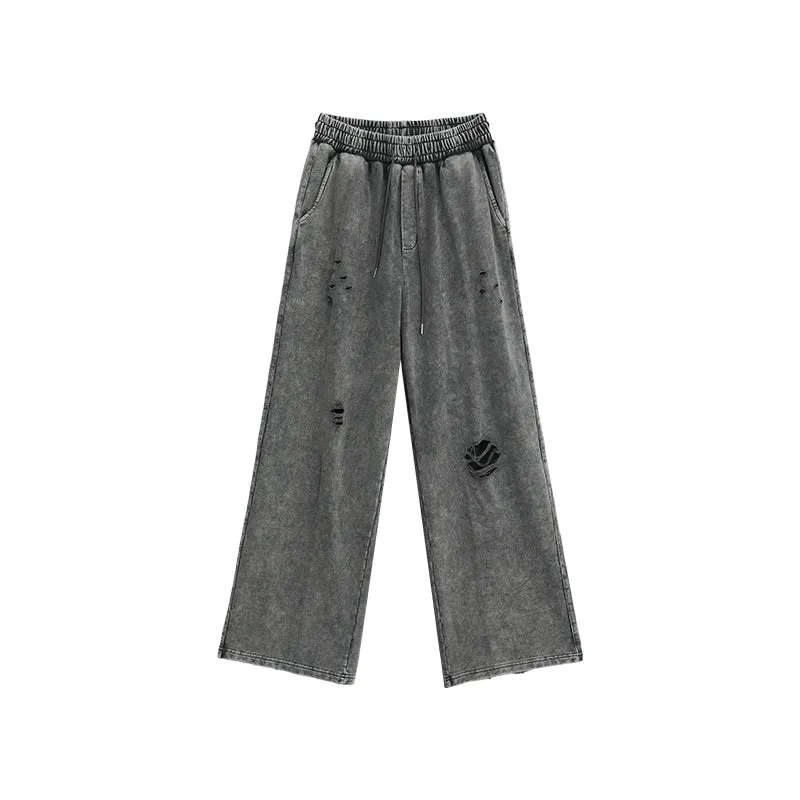 【24s March.】Destroyed Washed Distressed Hooded Cardigan Baggy Pants Suit