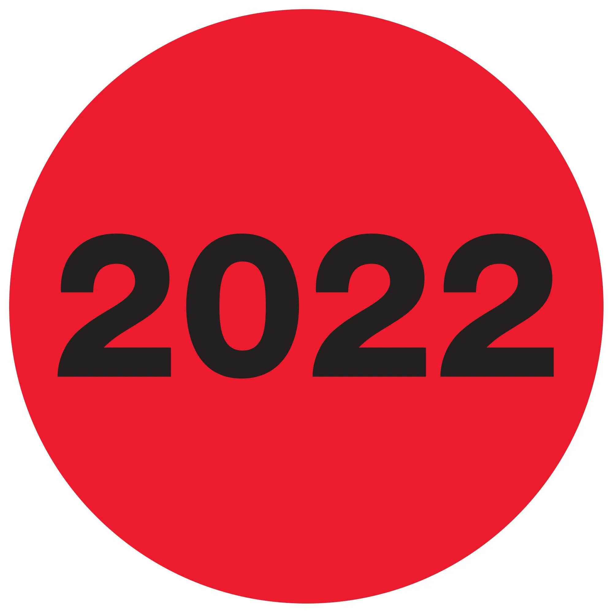 2" Circle - "2022" (Fluorescent Red) Year Labels