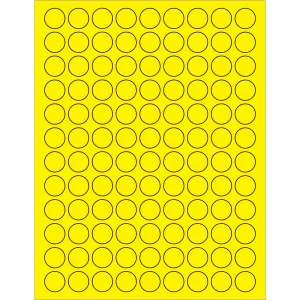 3/4" Fluorescent Yellow Circle Laser Labels