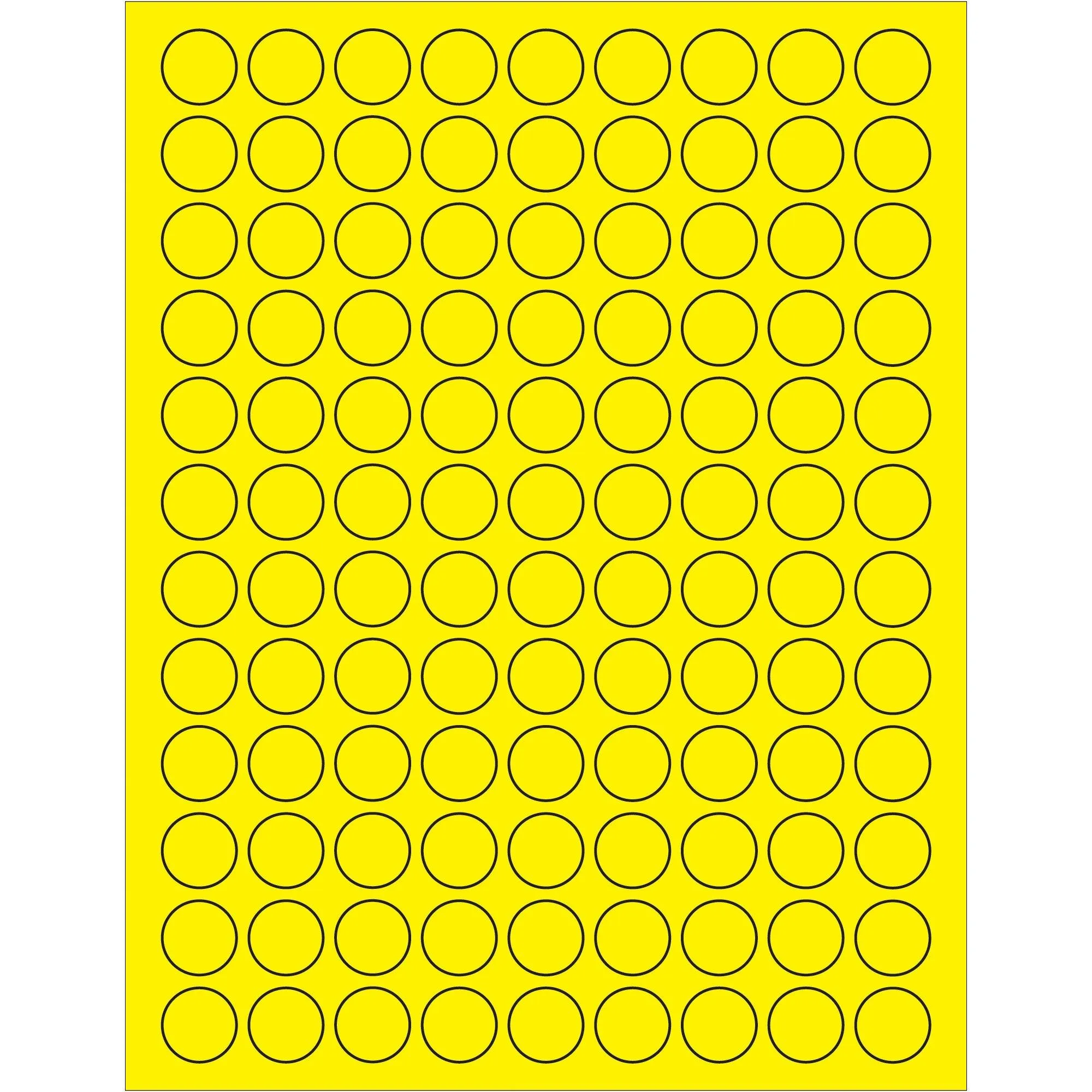 3/4" Fluorescent Yellow Circle Laser Labels