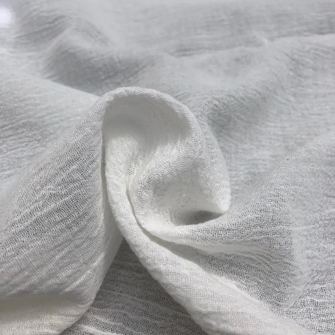 56" Off White Ivory 100% Cotton Gauze Wrinkly Woven Fabric By the Yard