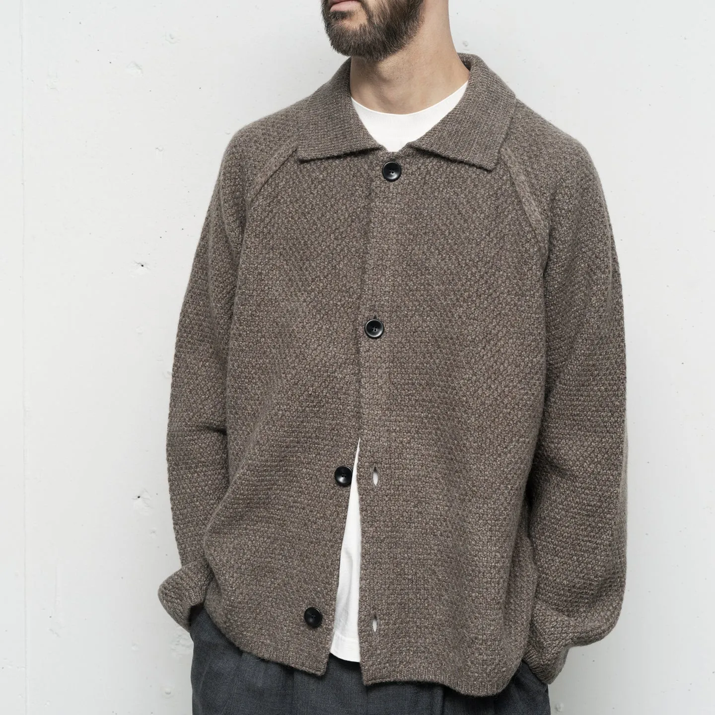 5G Knit Blouson Jacket in Greige Color