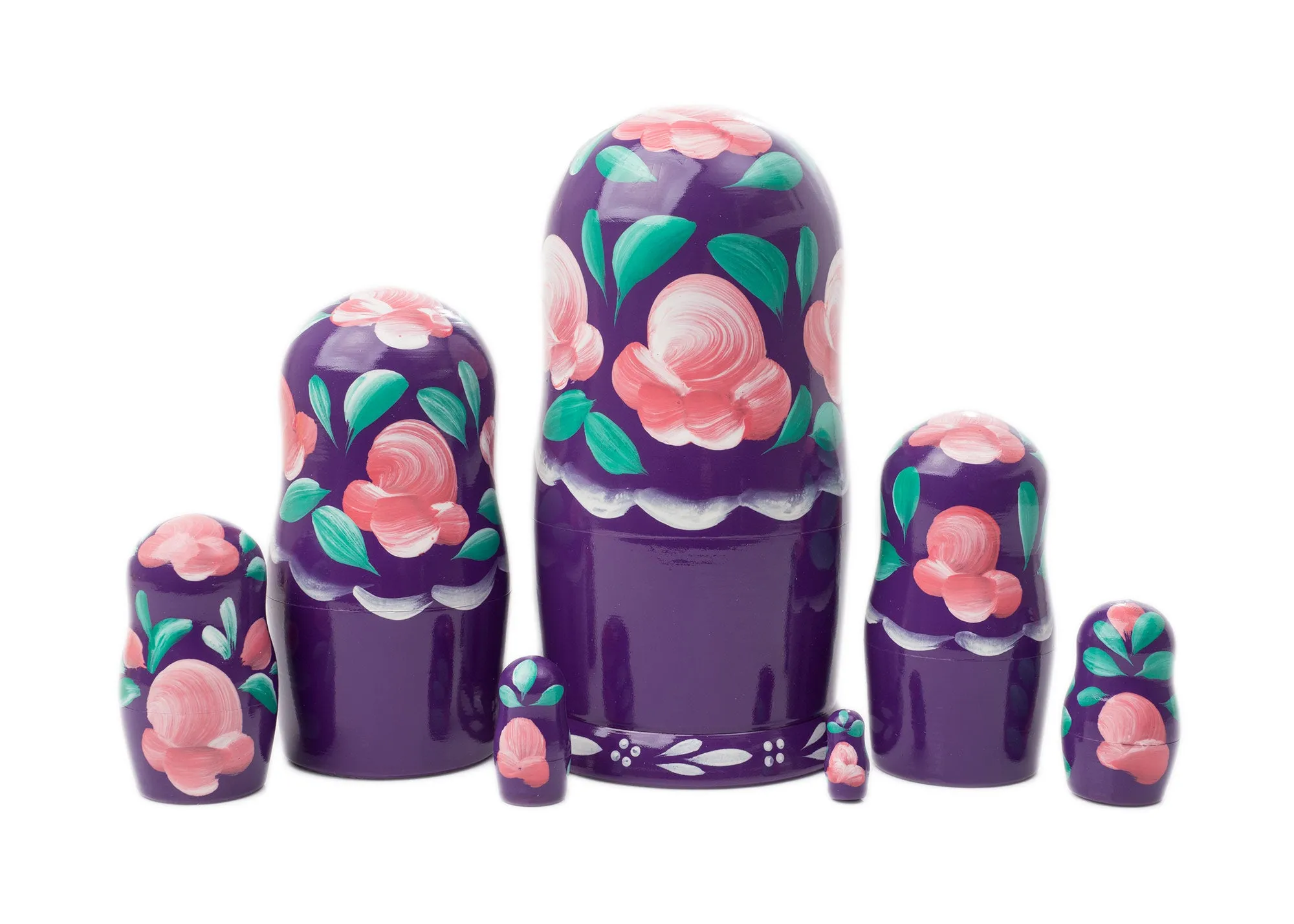 7 Piece Plum Floral Art Matreshka Nesting Dolls