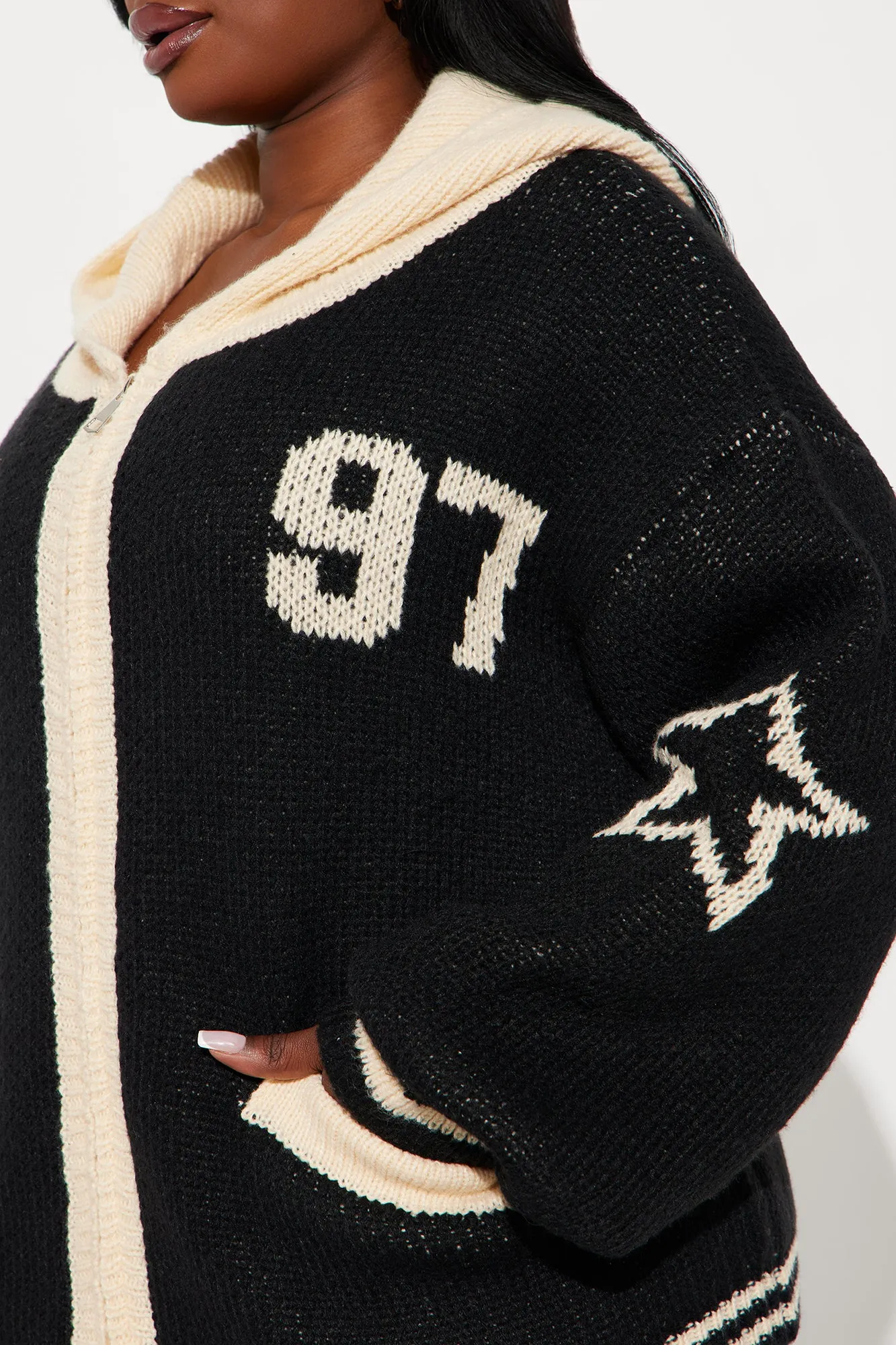 97 Varsity Front Zip Sweater - Black/combo