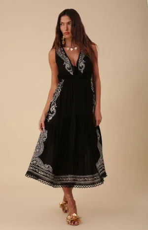 Amara Embroidered Midi Dress