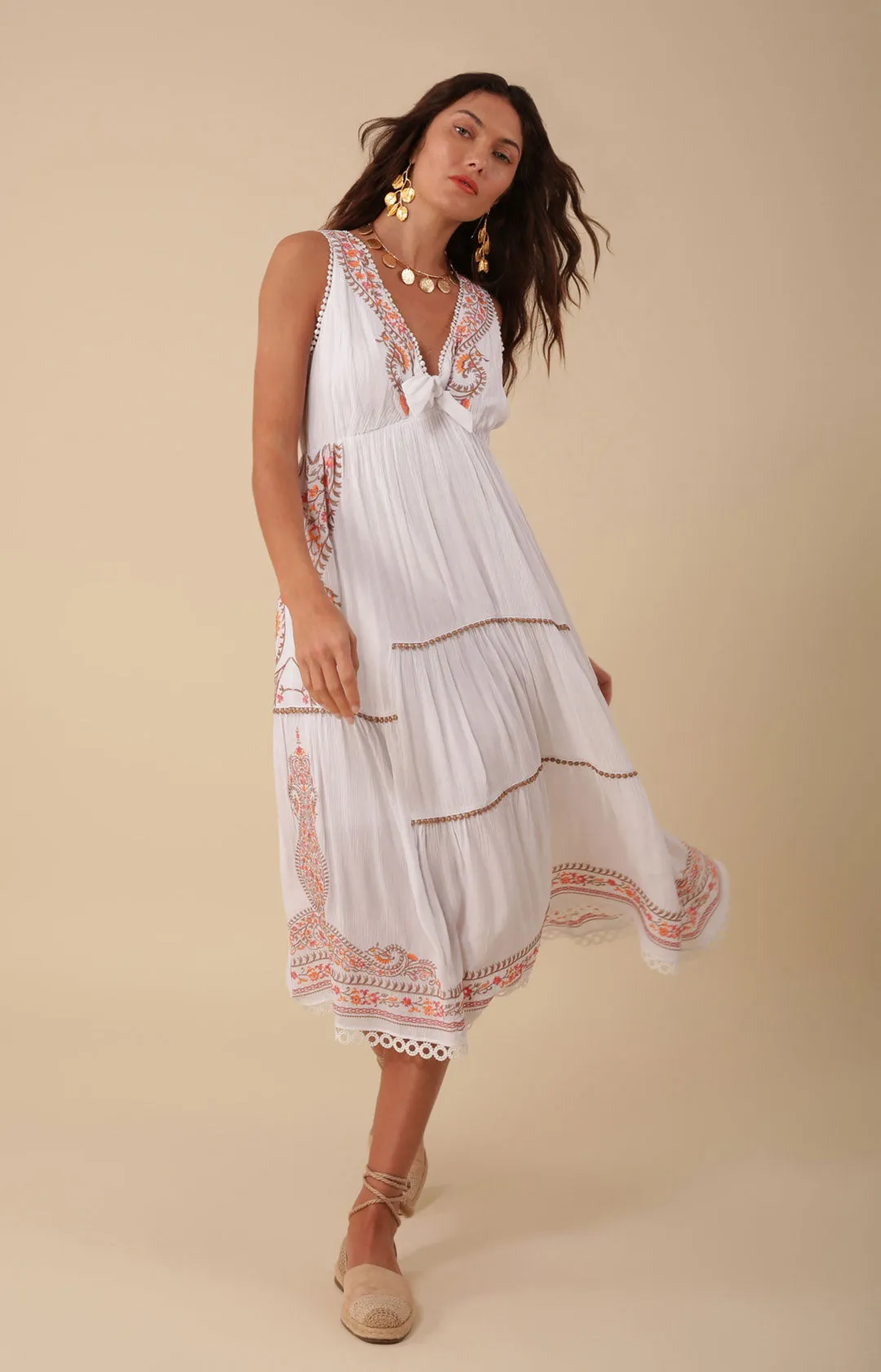 Amara Embroidered Midi Dress