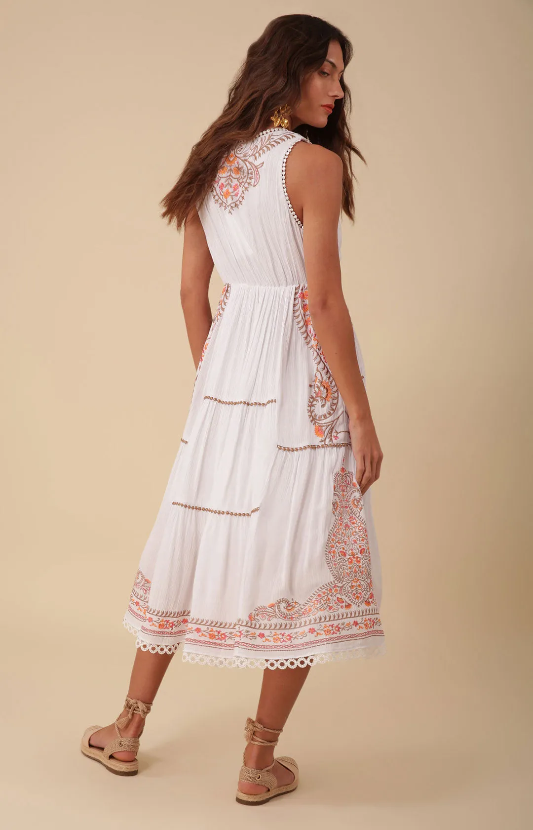 Amara Embroidered Midi Dress