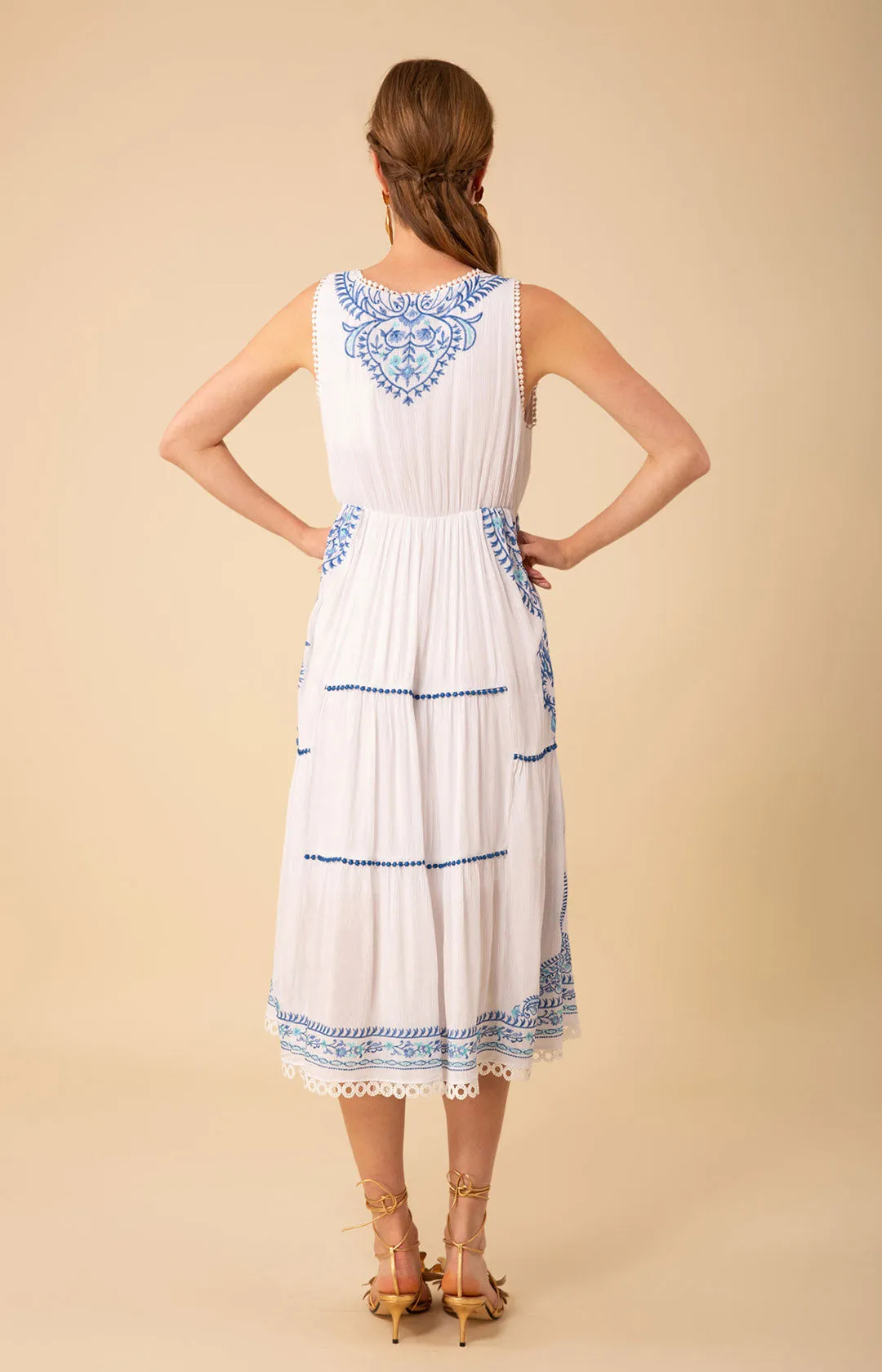 Amara Embroidered Midi Dress