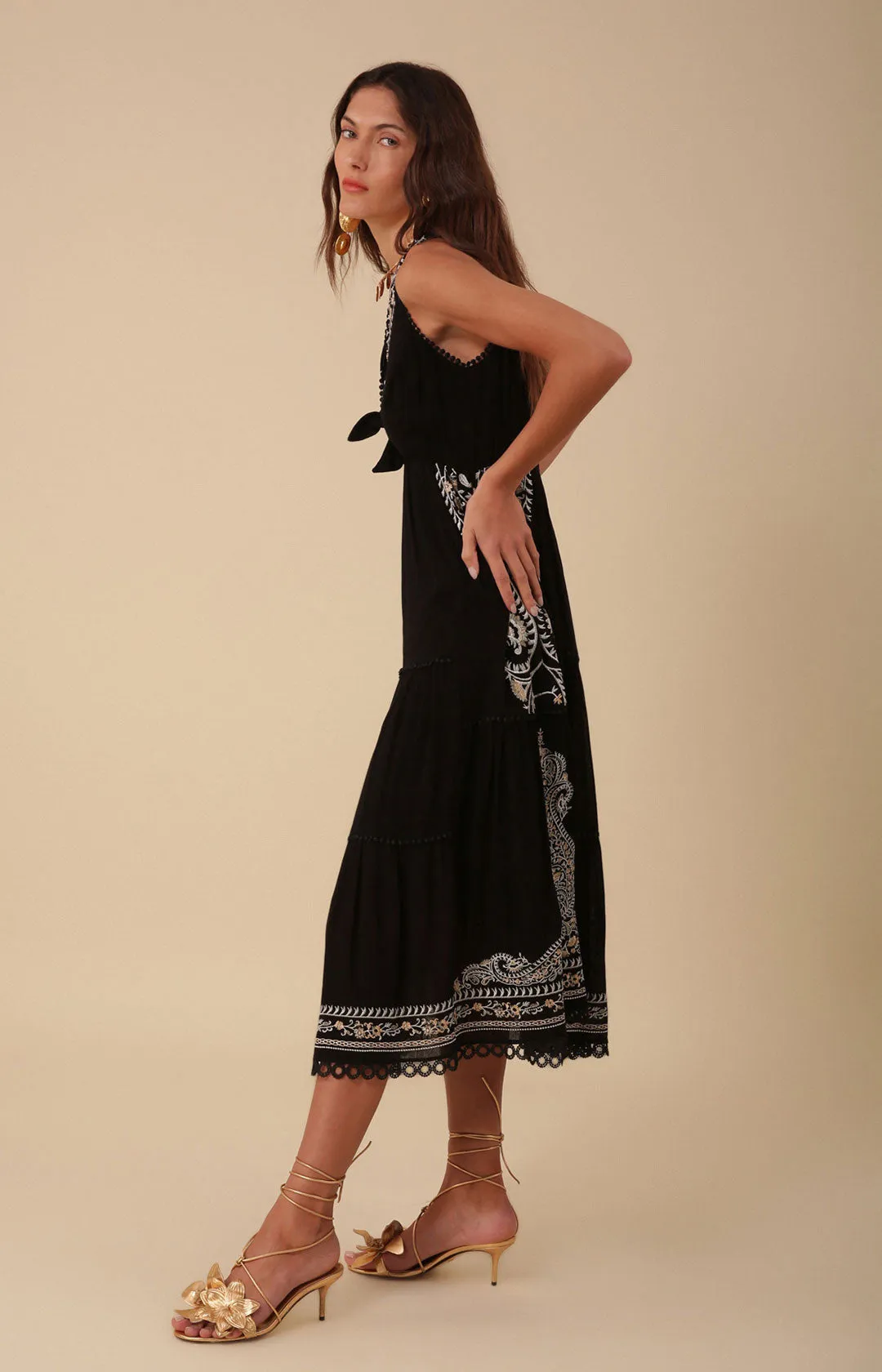 Amara Embroidered Midi Dress