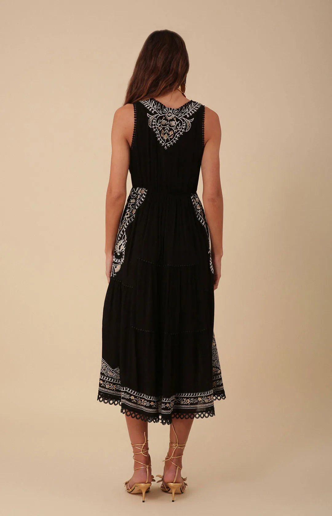 Amara Embroidered Midi Dress