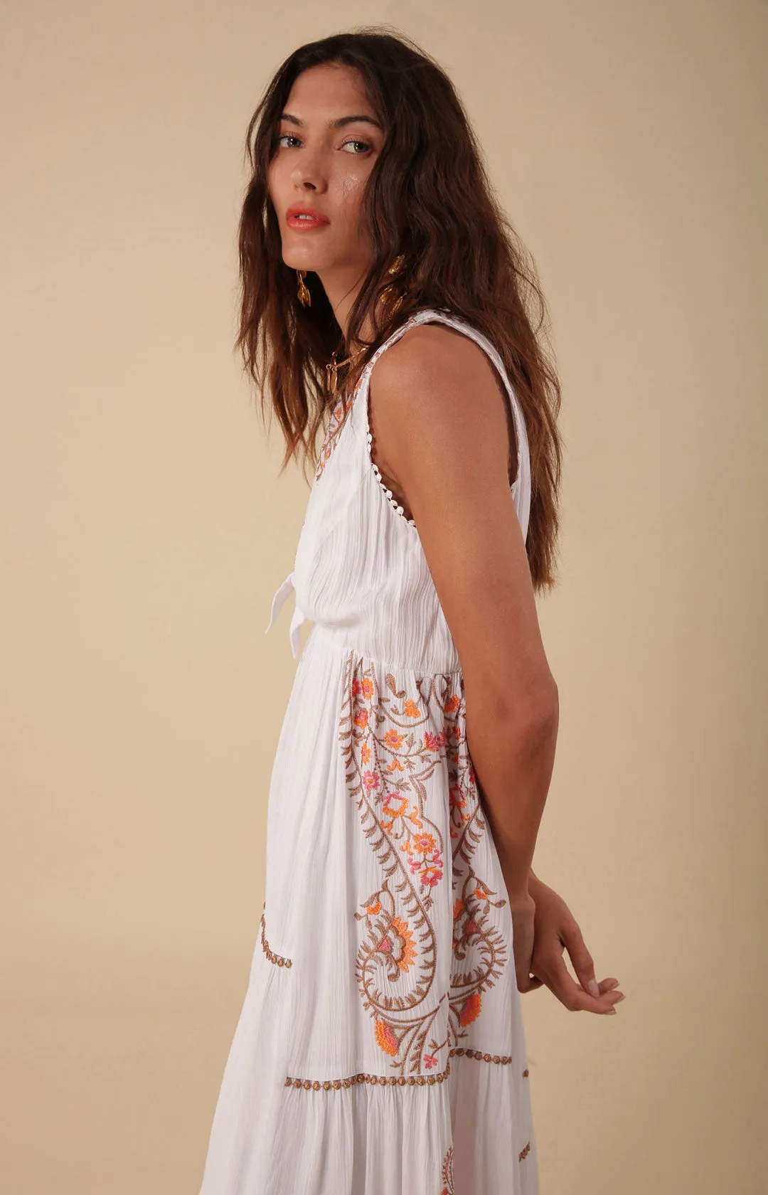 Amara Embroidered Midi Dress