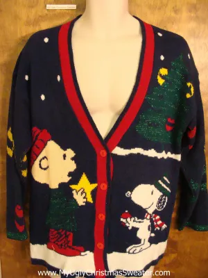 Best 80s Snoopy Charlie Brown Ugliest Christmas Sweater