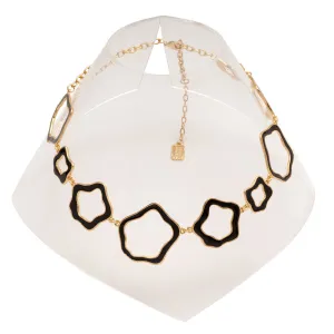 Black Cut-Out Patterns Gold Necklace