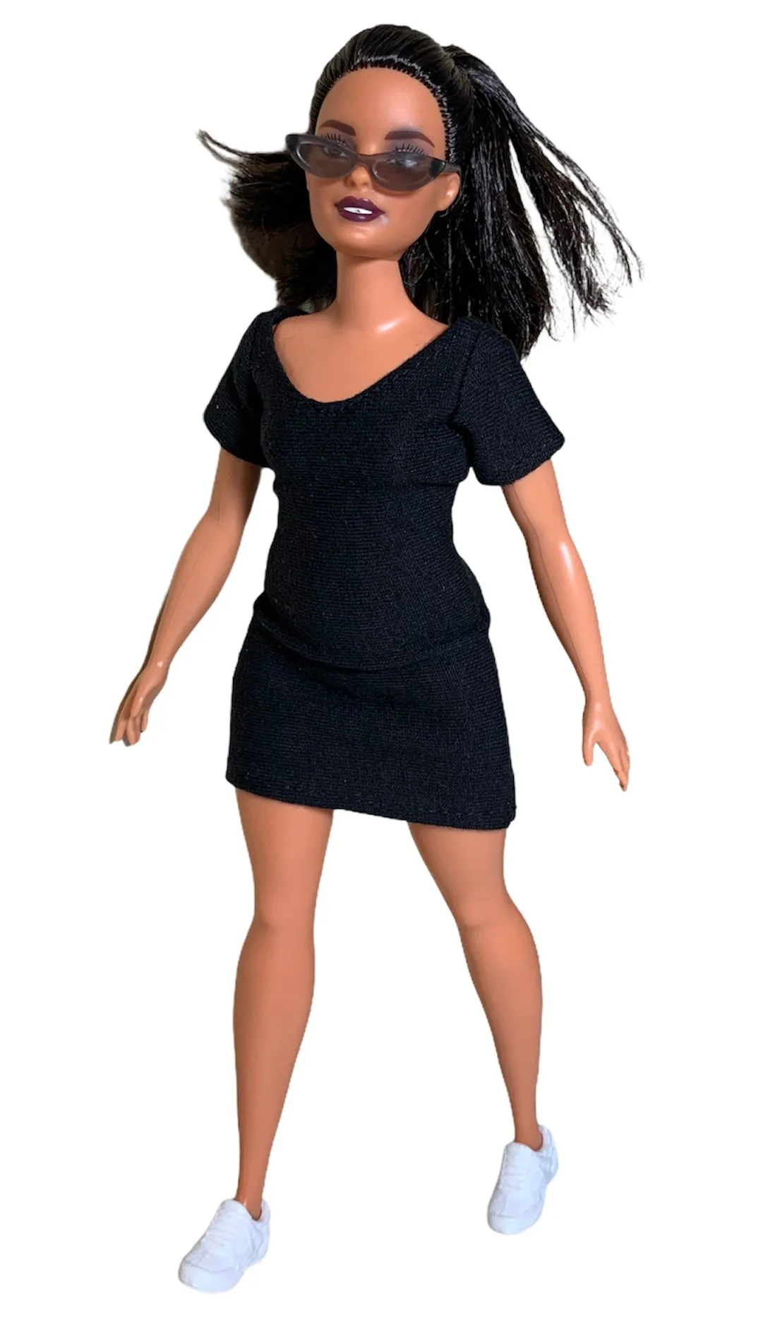 Black dress for Barbie doll simple dress