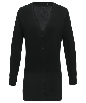 Black - Women's longline knitted cardigan