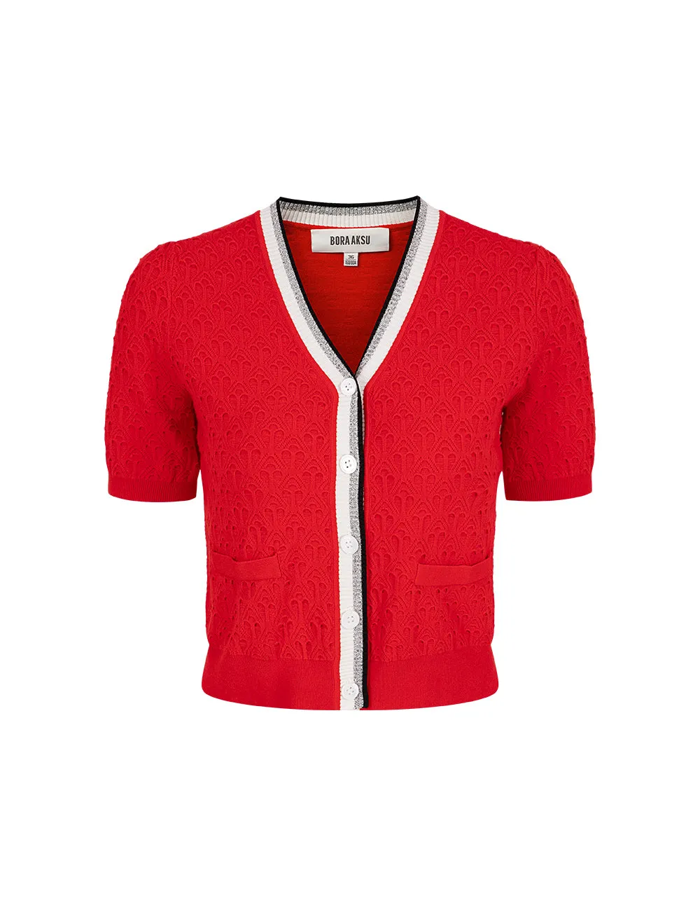 BORA AKSU V-Neck Short-Sleeved Knitted Cardigan