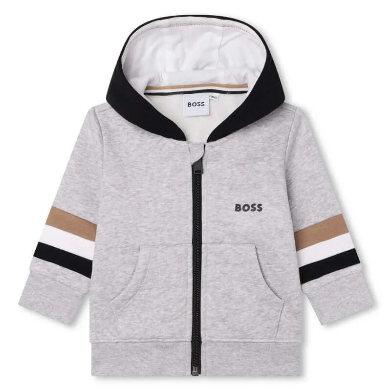 Boys Grey Hooded Cardigan