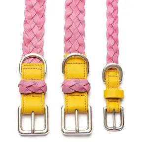 Braided Dog Collar Pink/Yellow