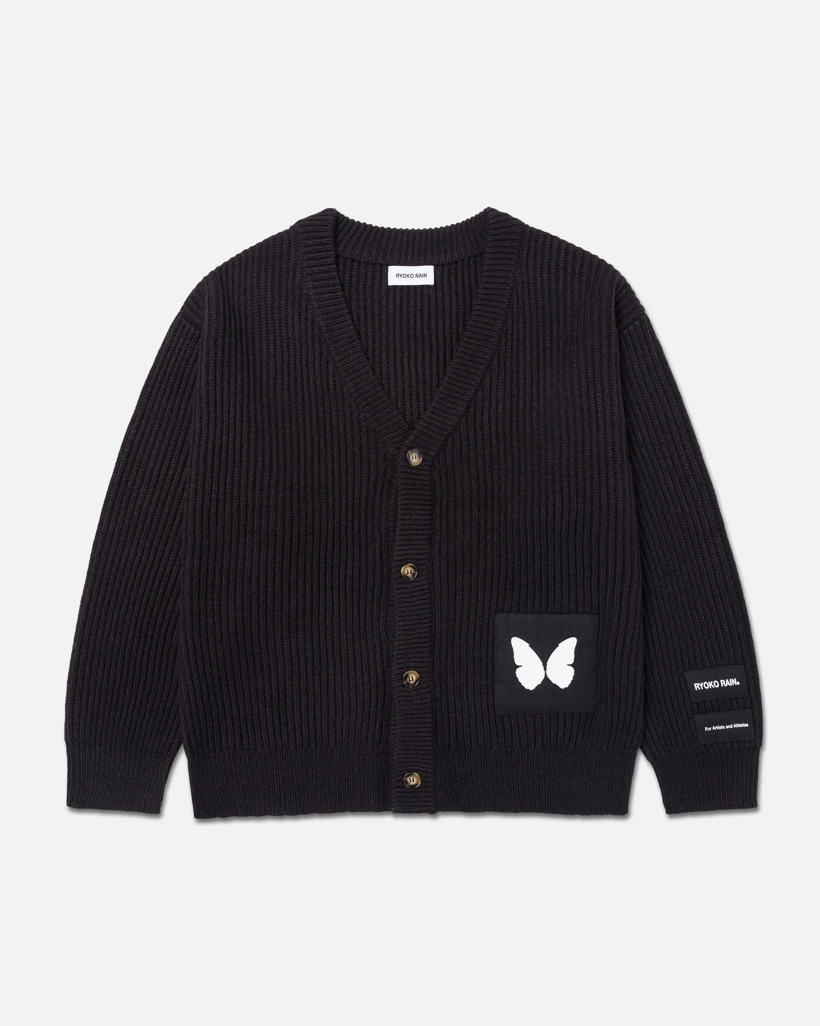 BUTTERFLY KNITTED CARDIGAN - BLACK