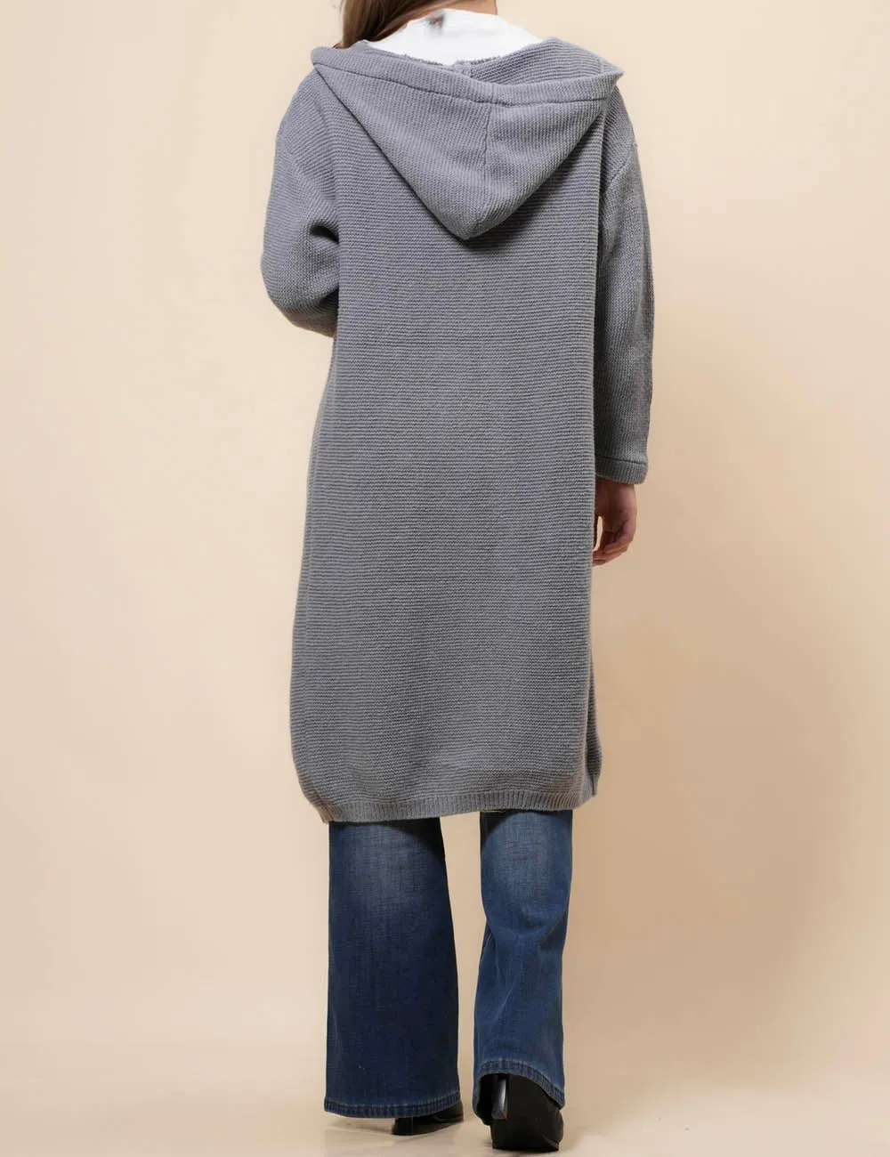 Button Hooded Solid Color Sweater Coat Cardigan NG5135A