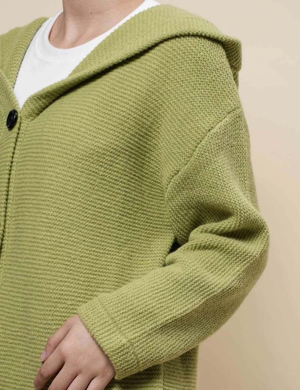 Button Hooded Solid Color Sweater Coat Cardigan NG5135A