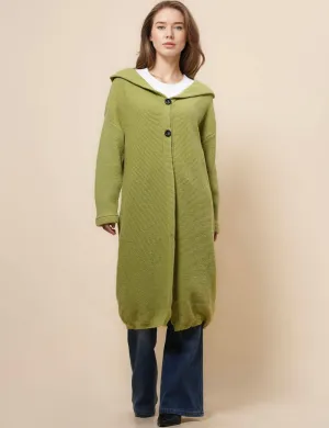 Button Hooded Solid Color Sweater Coat Cardigan NG5135A