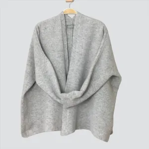 Cardigan edge to edge boxy style silver grey (no buttons) - Made to Order