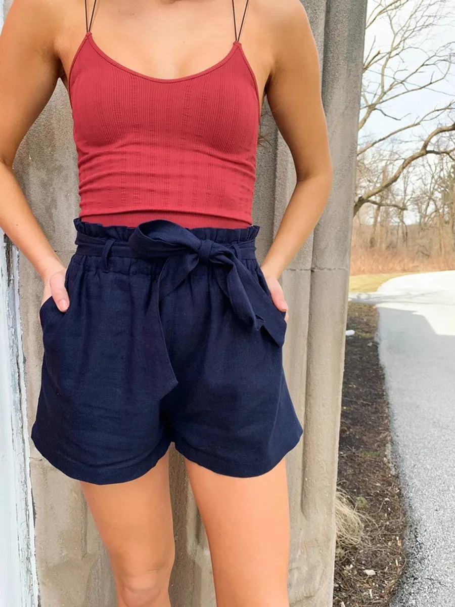 Casual Cotton and Linen Wide Shorts