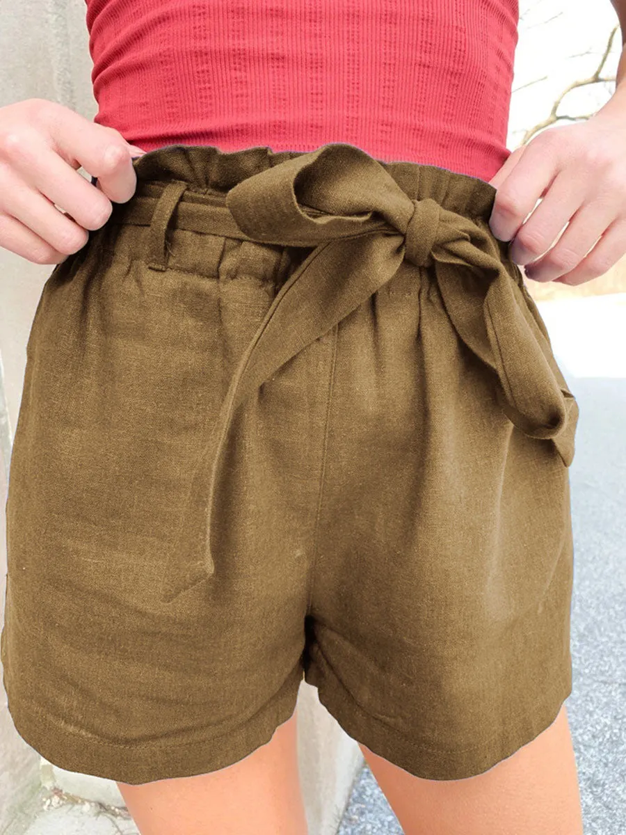 Casual Cotton and Linen Wide Shorts