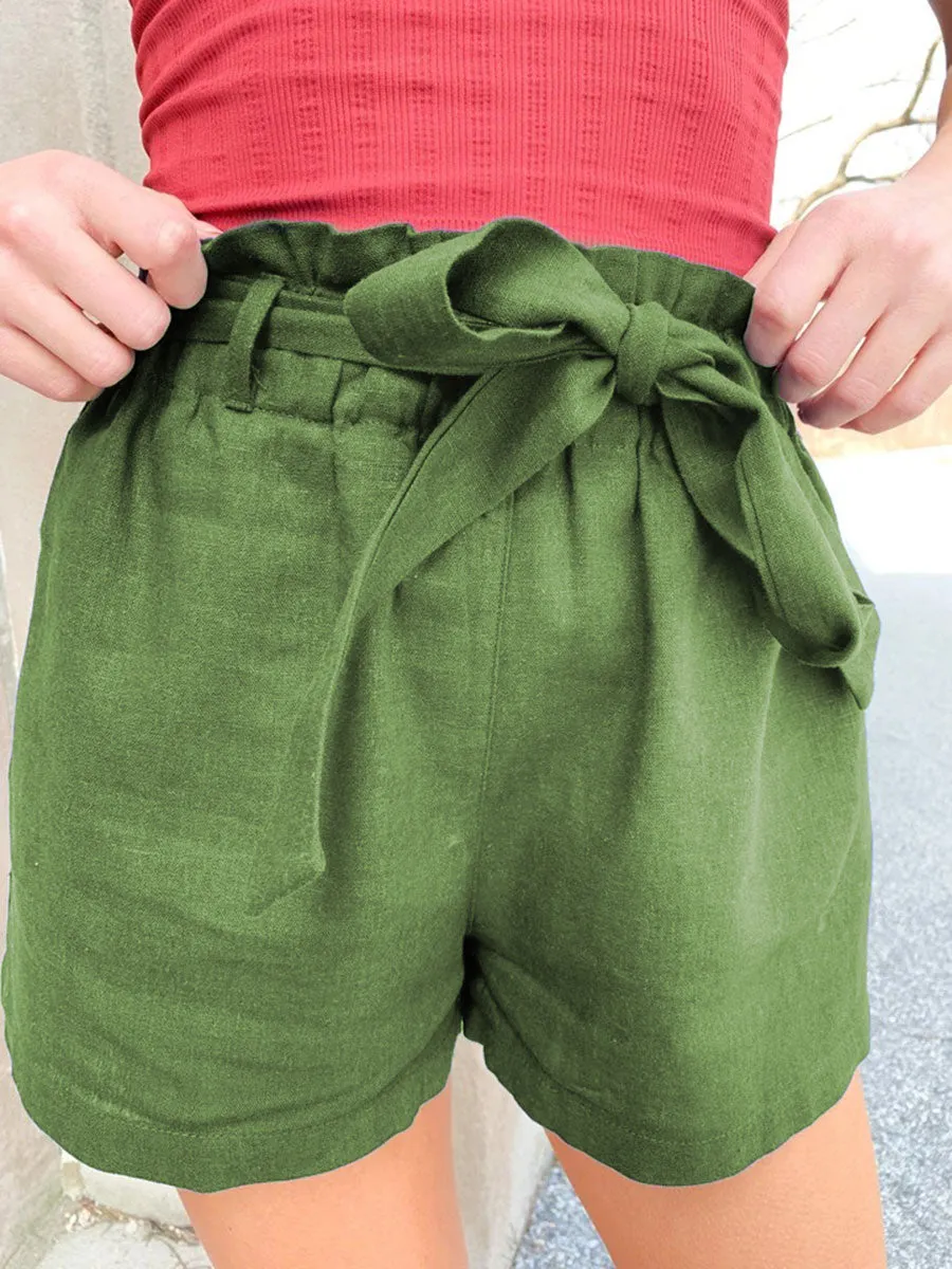 Casual Cotton and Linen Wide Shorts