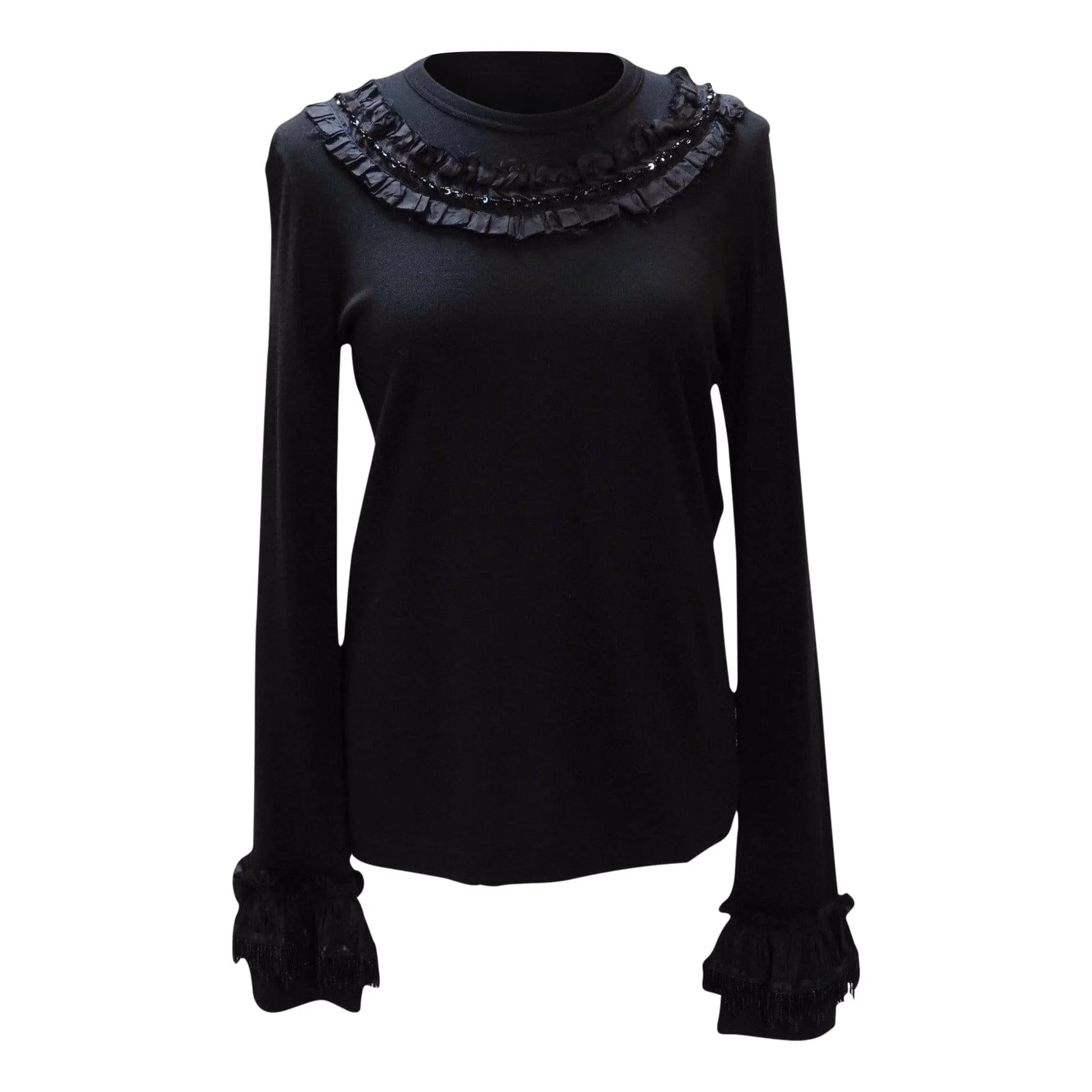 Comme des Garçons Black Sequin Ruffle Top