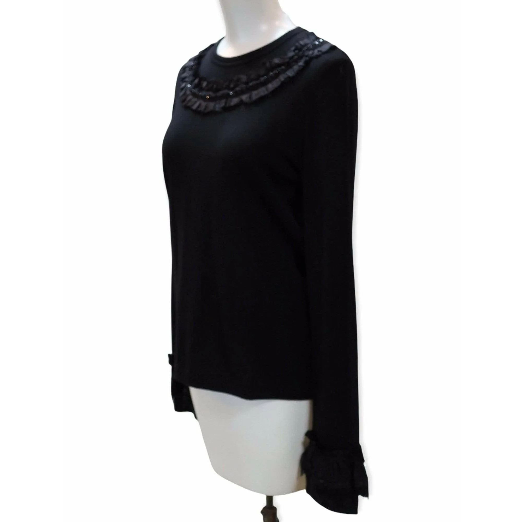 Comme des Garçons Black Sequin Ruffle Top