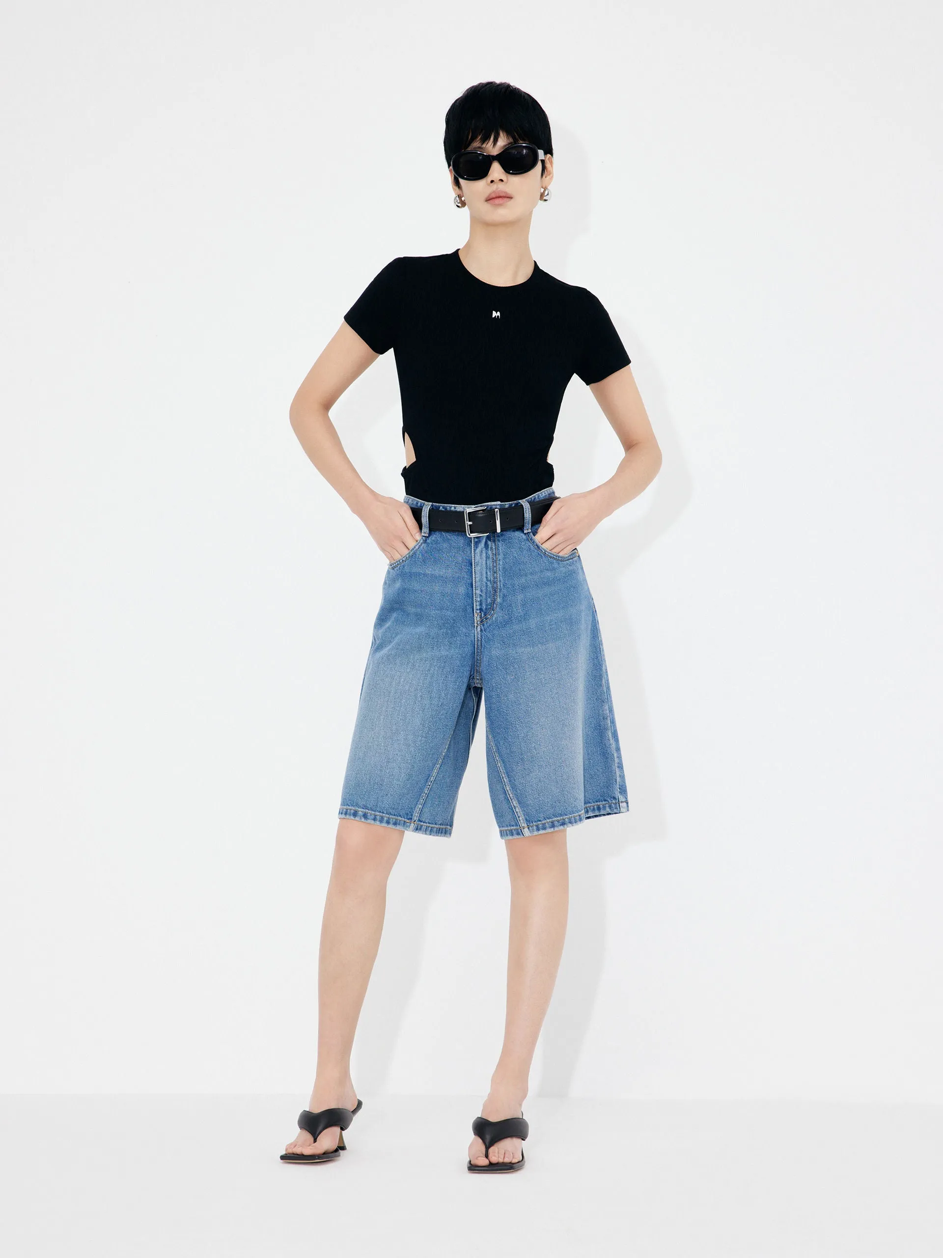 Cotton Bermuda Denim Shorts