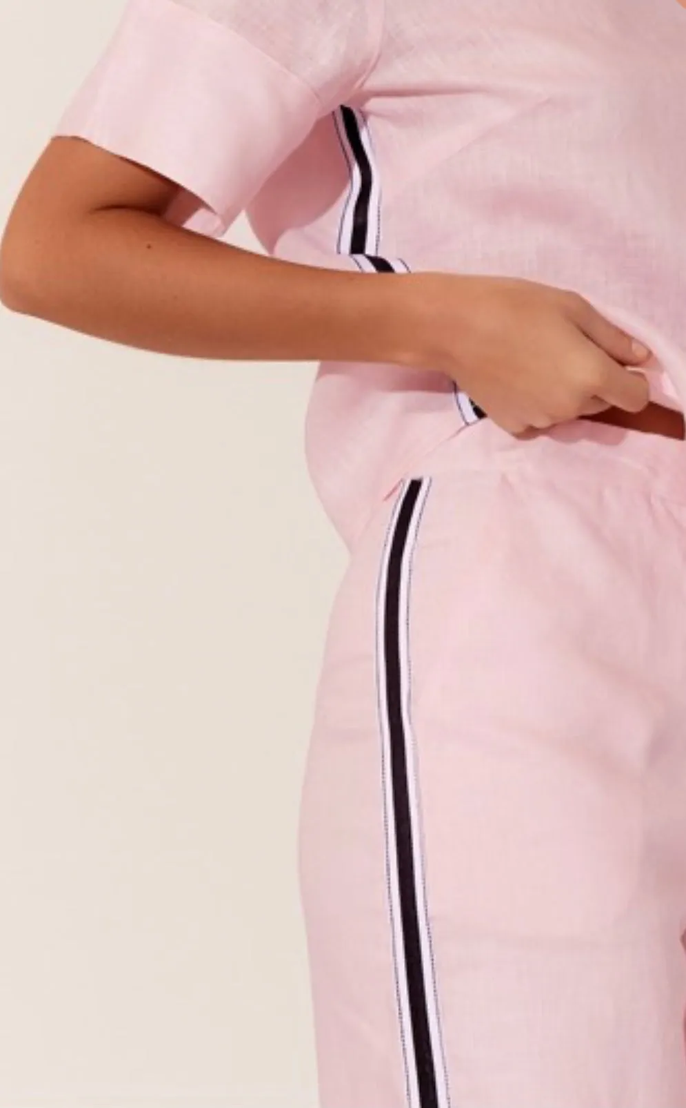 DELANEY Pink GROSGRAIN STRIPE PANT