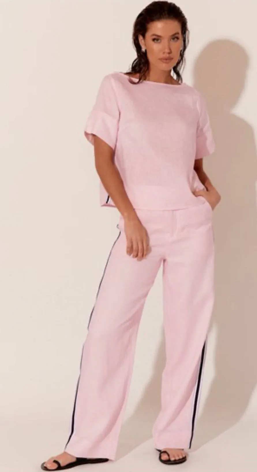 DELANEY Pink GROSGRAIN STRIPE PANT