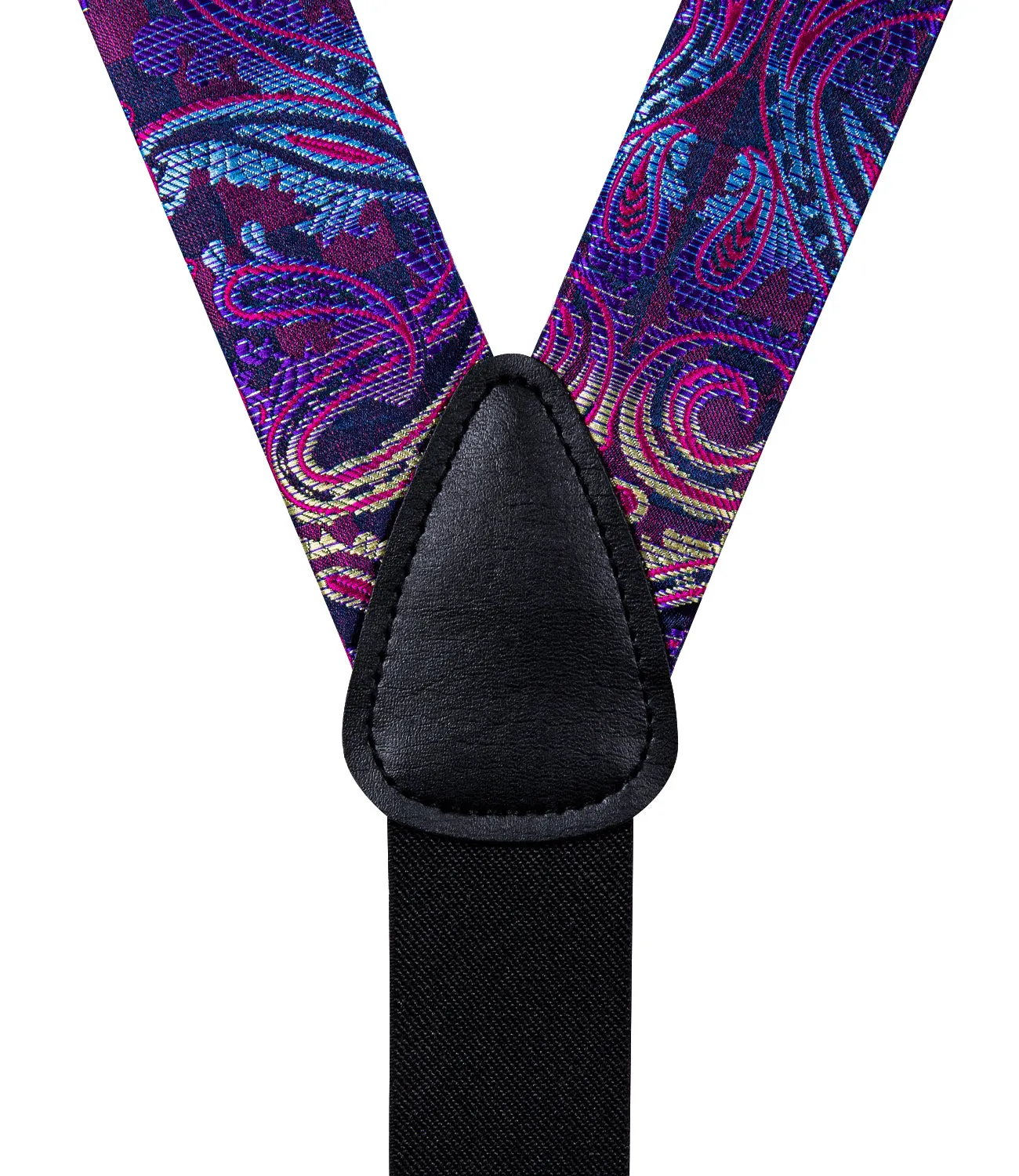 DiBanGu Men's Suspenders Novelty Purple Paisley Brace Clip-on Suspender with Bow Tie Set