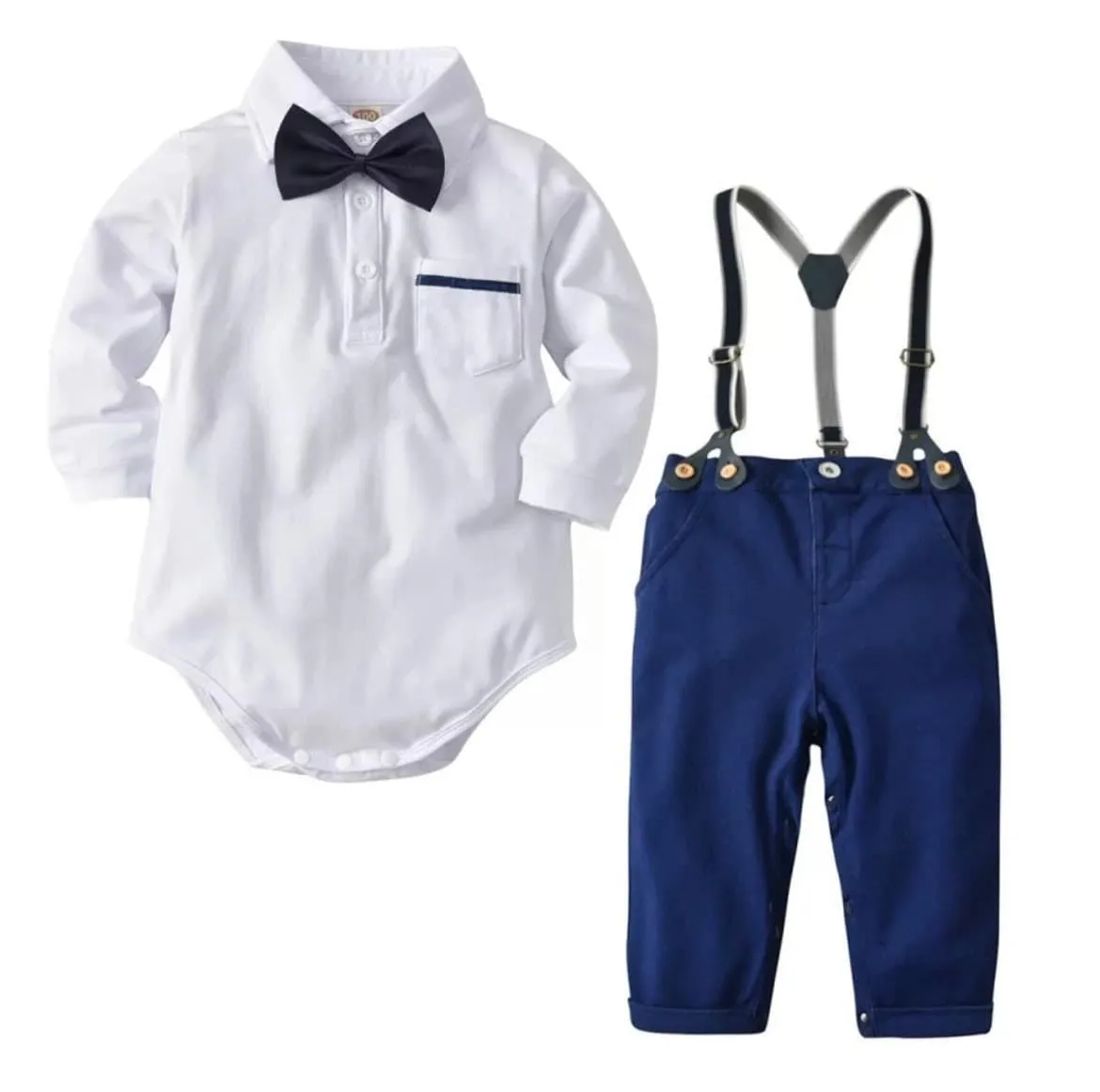 Dino - Baby Boy Short Sleeve Dinoasaur Suit Set with Bow tie