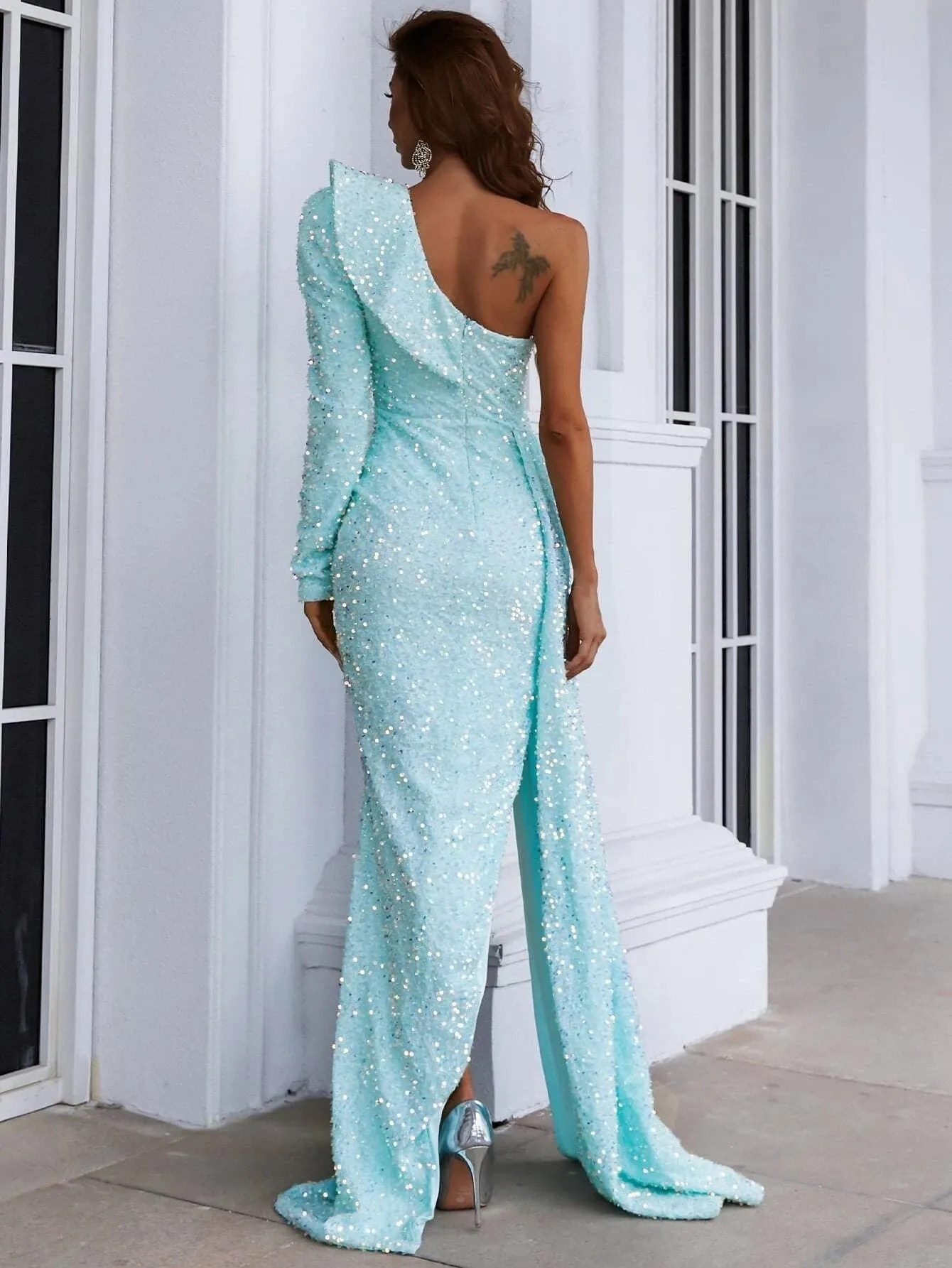 Draping Sequin Prom Dress JX083