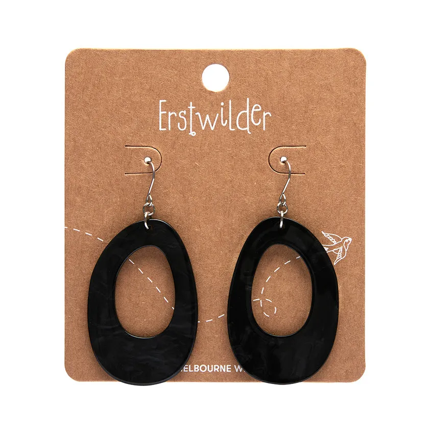 Essentials Drop Hoop Dangle Earrings - Black Ripple